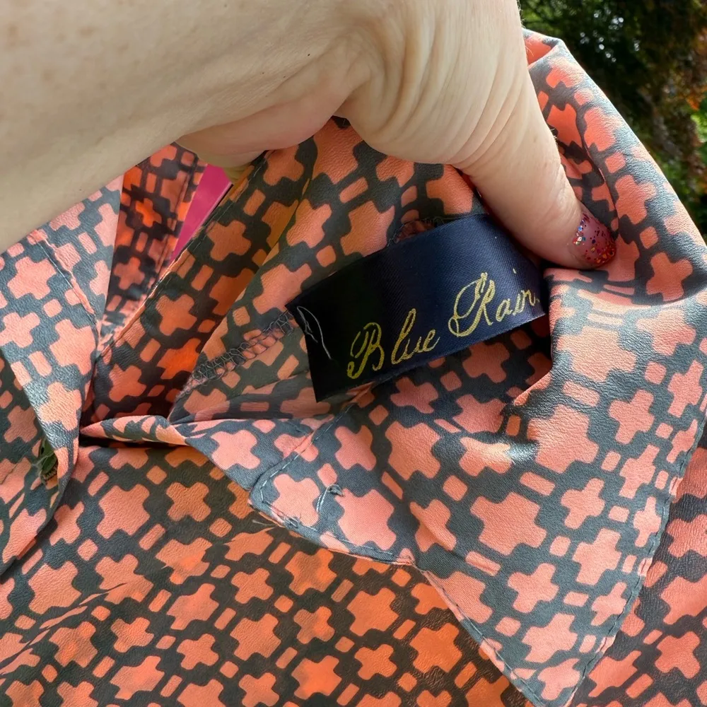 Blue Rain Pink Buttoned Sundress with Notched Collar - Image 3