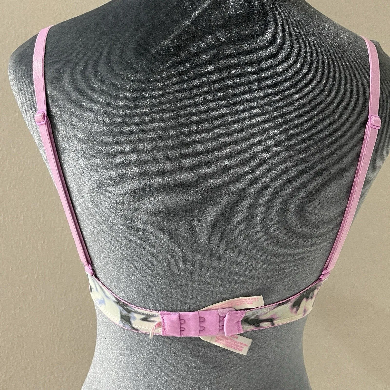 Victoria's Secret PINK Bra Women’s 32B Pink Gray Marbled Push Up Wear Everywhere - Image 2