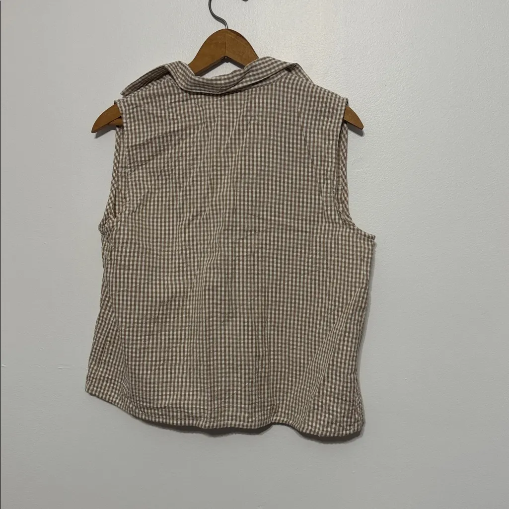 Sim & Sam Bingham tan/white sleeveless shirt vest - Image 9