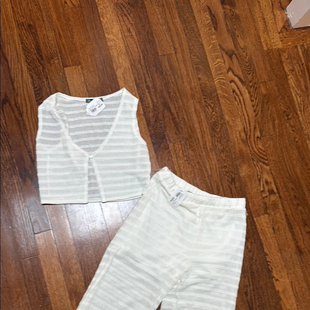 White crochet beach Top and Pants Set - Image 11