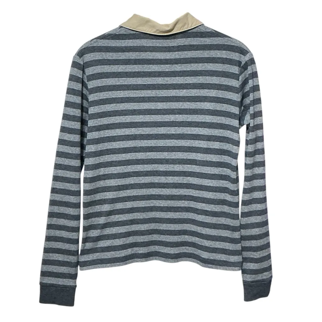 LACOSTE Stripe Rugby Polo Shirt XS FR 32 18” p2p Gray/Tan EUC - Image 10