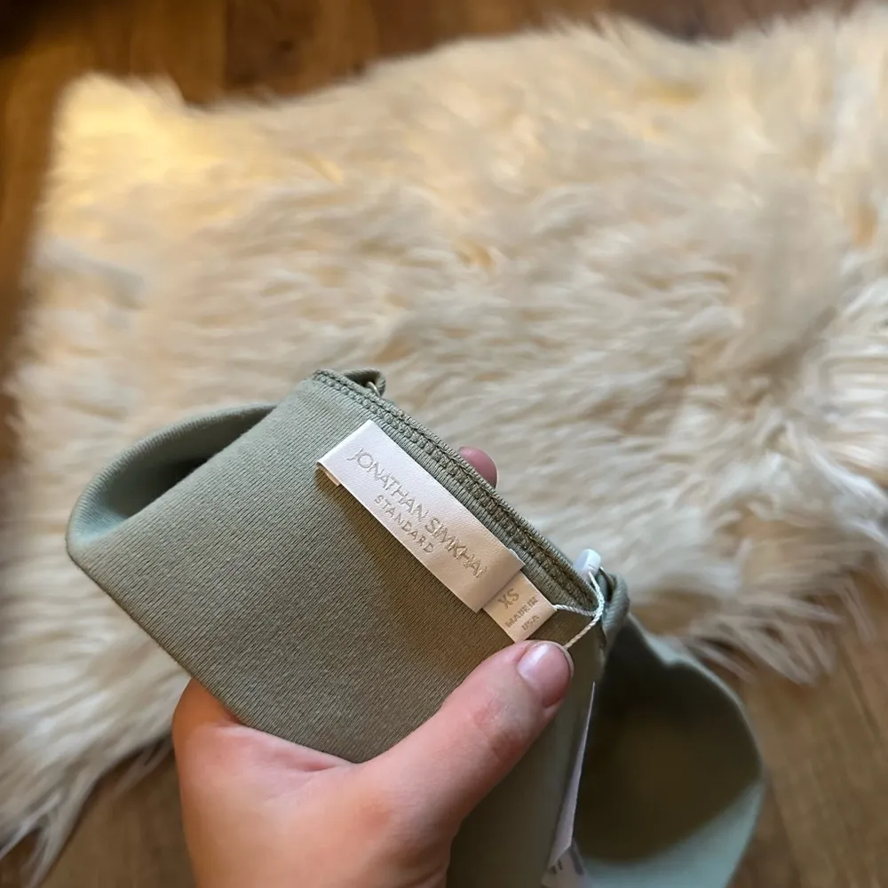 JONATHAN SIMKHAI Juliette Waffle Bralette In Willow Green Size XS - Image 5