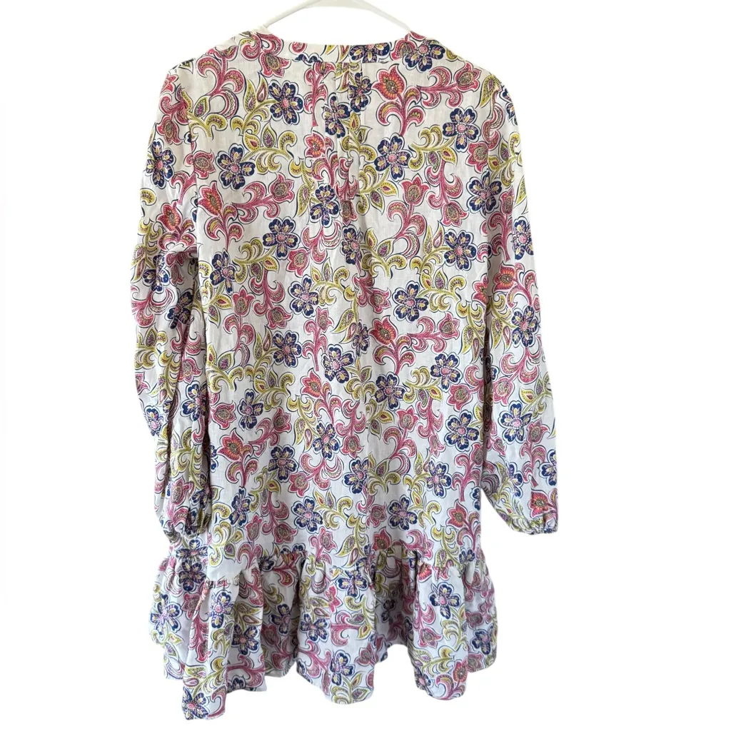 Boden NEW Tiered Linen Mini Dress Blue Size 8 - Image 2