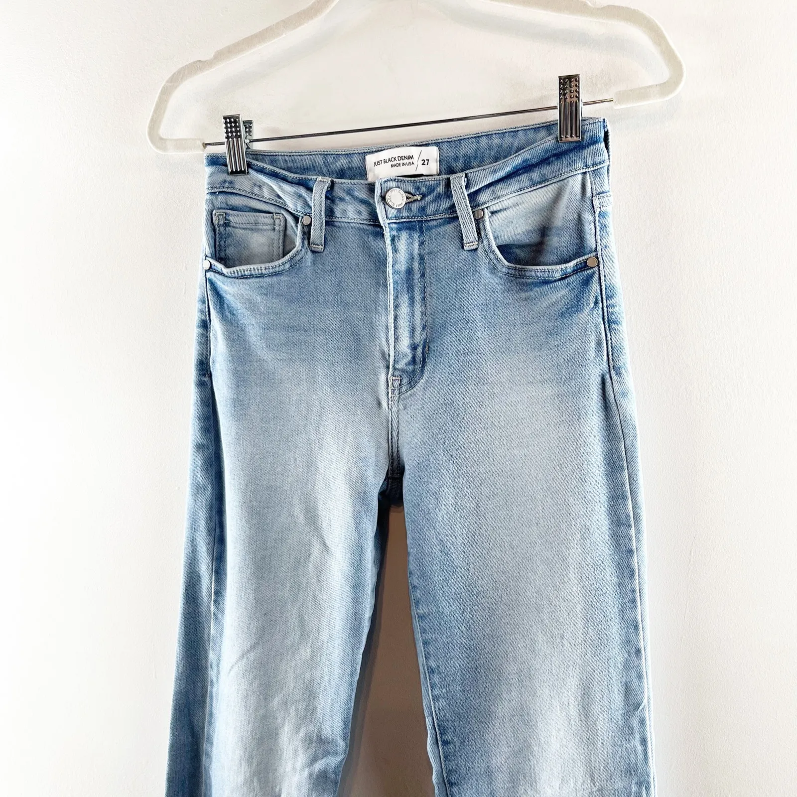 Just Black Mid Rise Straight Bootcut Raw Hem Jeans Light Wash Blue 27 / 4 - Image 8