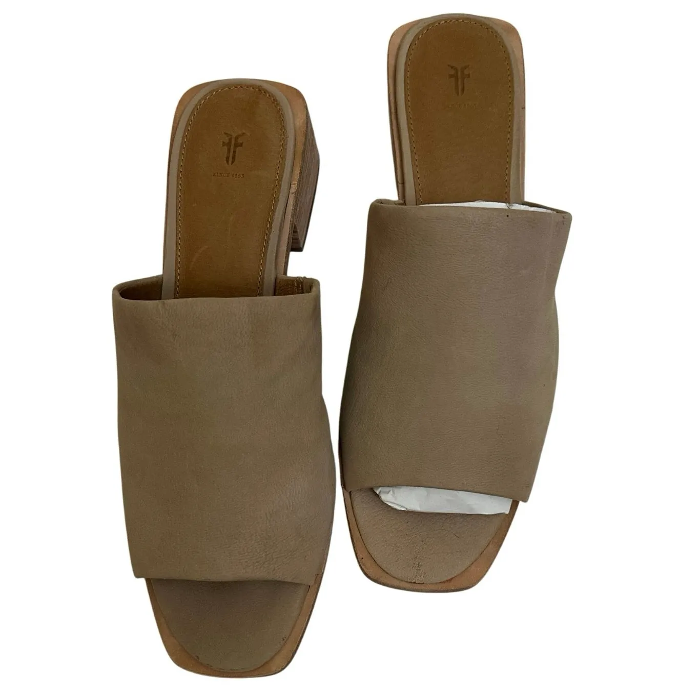 Frye Lucia Leather Mule Slide Sandals Mules in Taupe Tan Size‎ 11 - Image 2