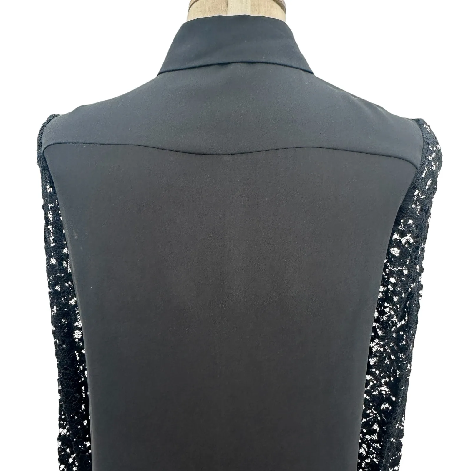 Claudie Pierlot Lace Sleeve Blouse Button Down Top Black Size 36 US 4 - Image 8