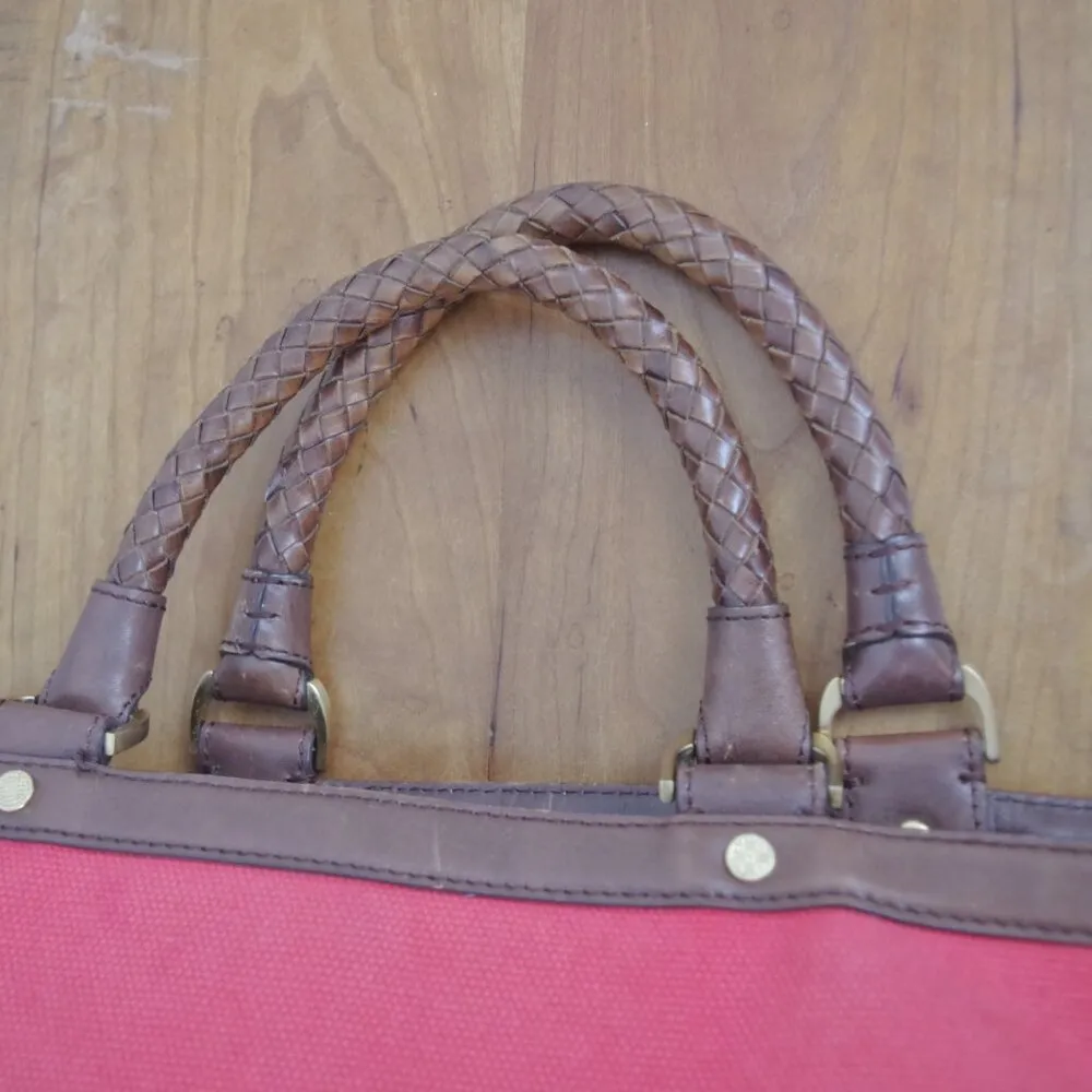 Cole Haan Red Canvas Tote Bag With Leather Trim - Image 4