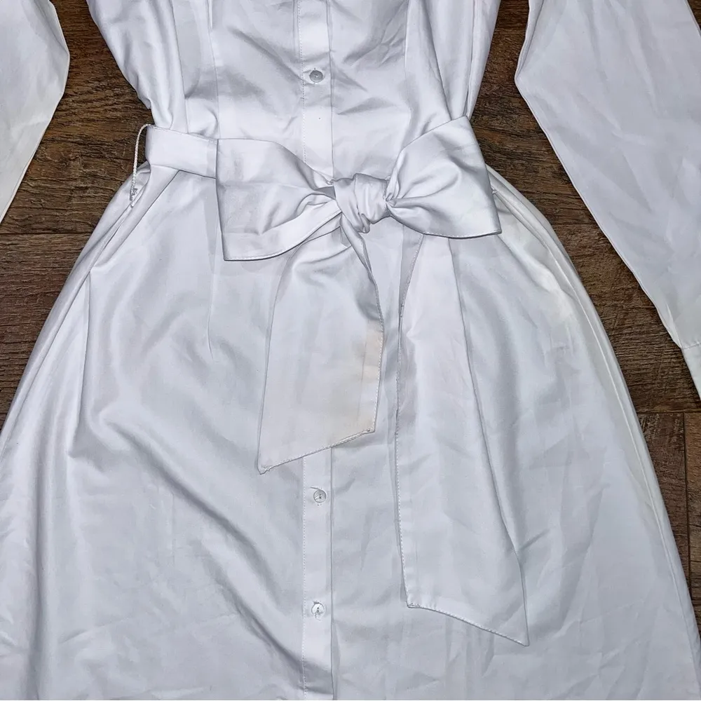 Stradivarious Button Down Bow Belted Dress - Image 11