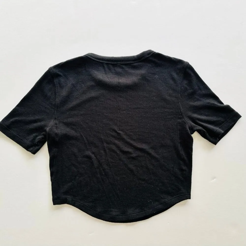 Lululemon Hold Tight Cropped T-Shirt Black Size 4 Modal Ribbed Short Sleeve - Image 4