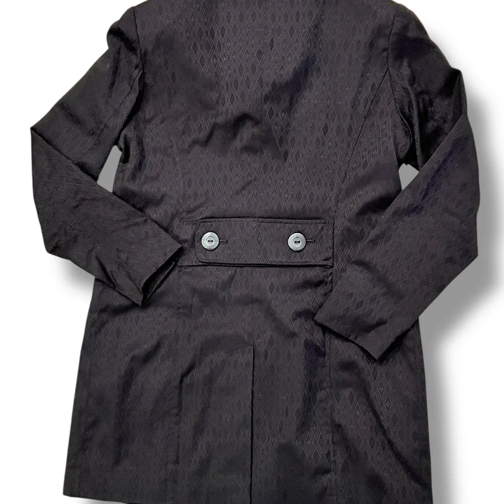 All Black Print Worthington Stretch Women Black Button Short Trench Coat Size 8 - Image 2