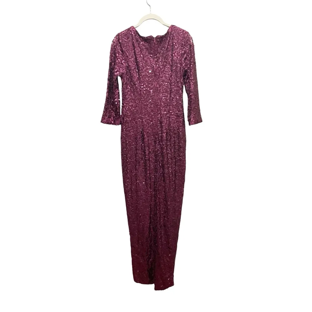 Jessica simpson purple formal sequin wrap gown tulip skirt beaded waist size 4 - Image 5