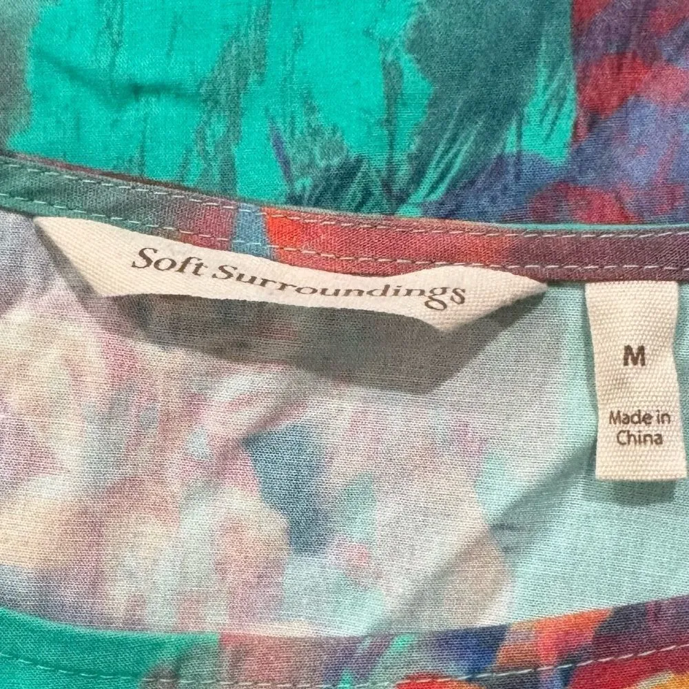 Soft Surroundings Marciana Bright Abstract Sea Reef Colorful Top Women’s Medium - Image 2