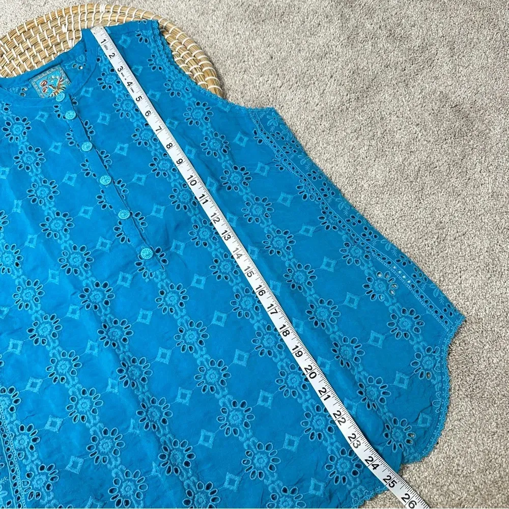 Johnny Was Laia Tank Top Half Button Eyelet Rayon In Natural Boho Size XS - Image 12