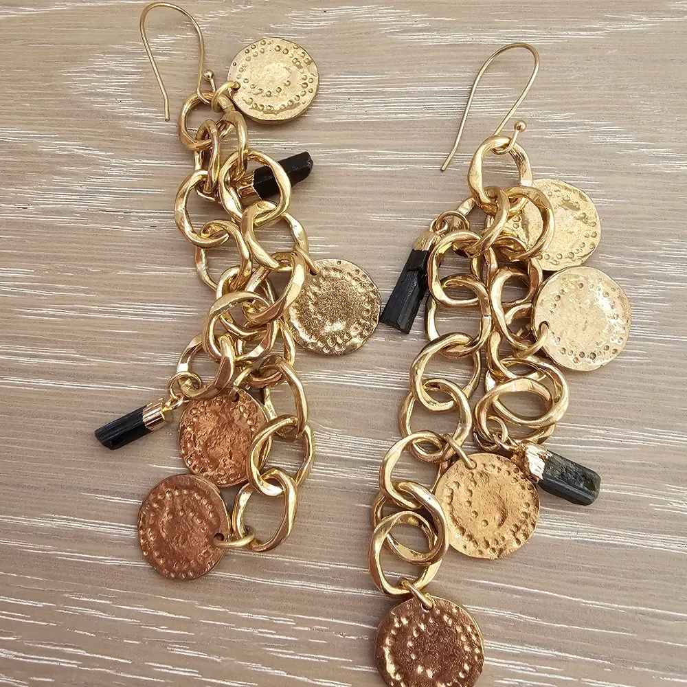 Aureus + Argent Black Tourmaline Charm Large Statement  Earrings - Image 6