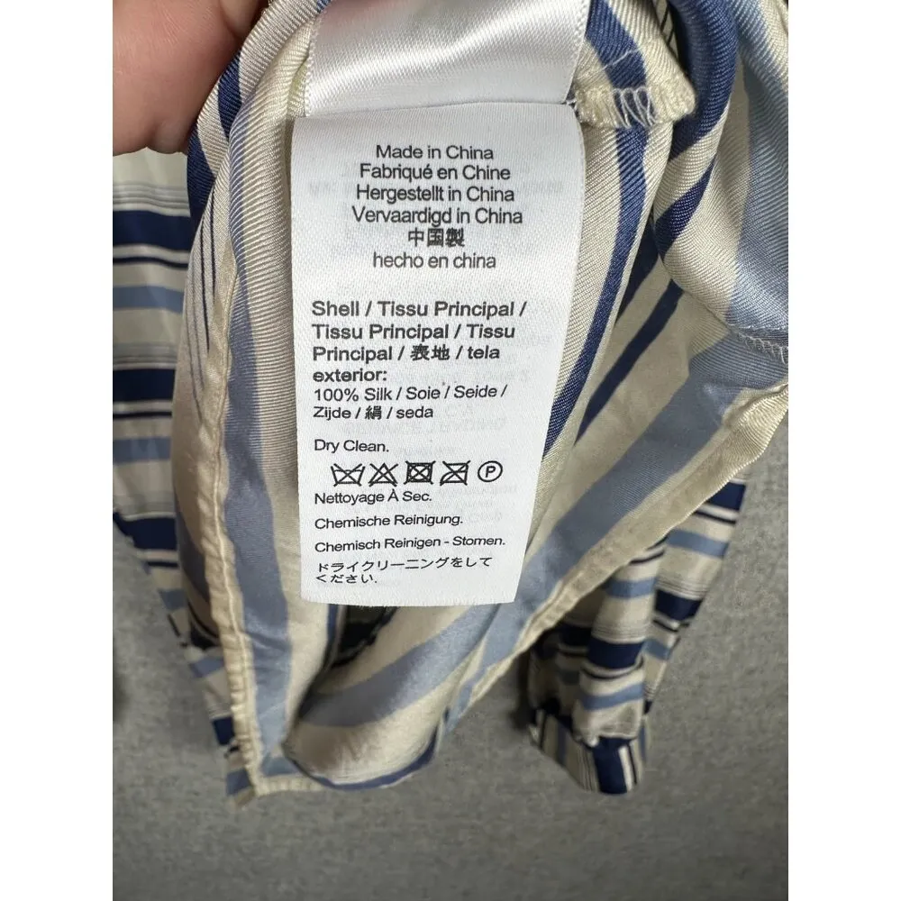 J. Crew Collection Women Small Blouse Top Striped Long Sleeve 100% Silk Tie Neck - Image 8