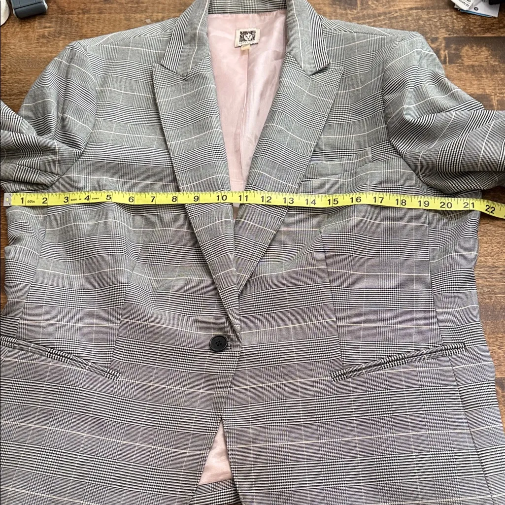 ANNE KLEIN Vintage 90s Y2K Single Breasted Gray &  Black Plaid Blazer Size 16 - Image 9