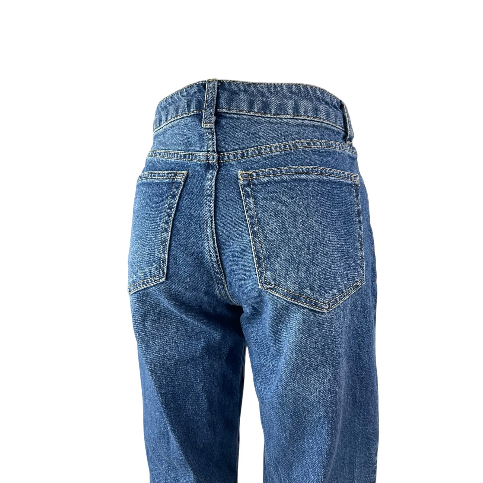 H&M Women's Blue Medium Wash High Waisted Straight Leg Denim Jeans Size 4 - Image 4