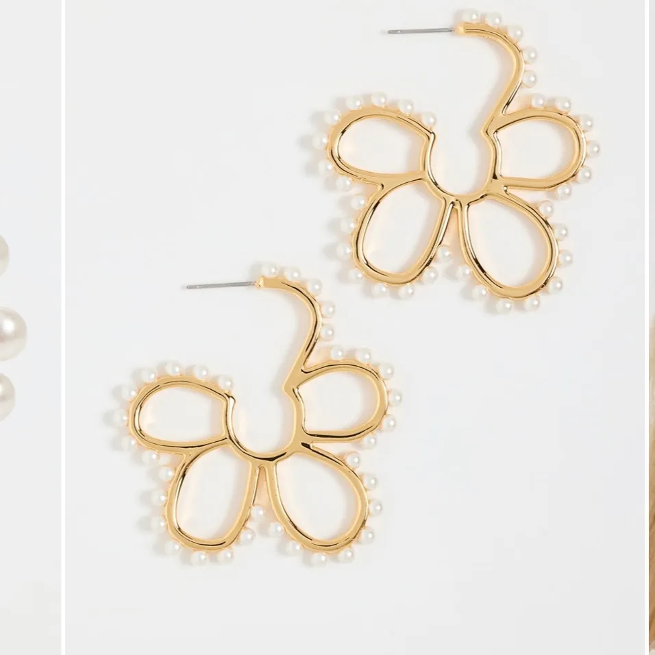 Lele Sadoughi Gold Floral Earrings with Pearl Accents - Image 14