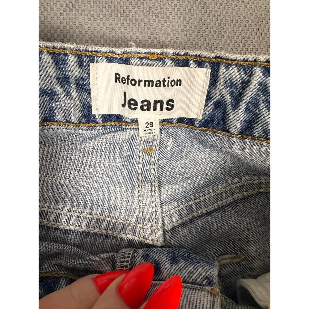 Reformation Cynthia High Rise Straight Jeans Size 29 Star Embroidered Ba… - Image 9