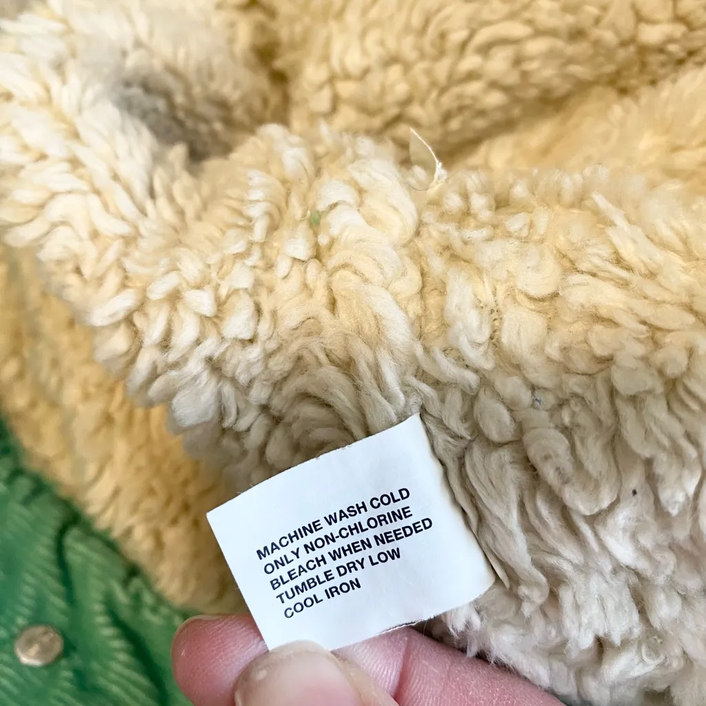 Gap Women’s Mint Green Western Corduroy Faux Fur Lined Button Up Jacket - Image 8