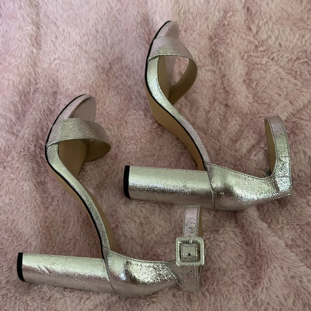 Mix No. 6 Silver Women's Metallic Ankle Strap High Heels Block Classy Shoe 6.5 - Image 8