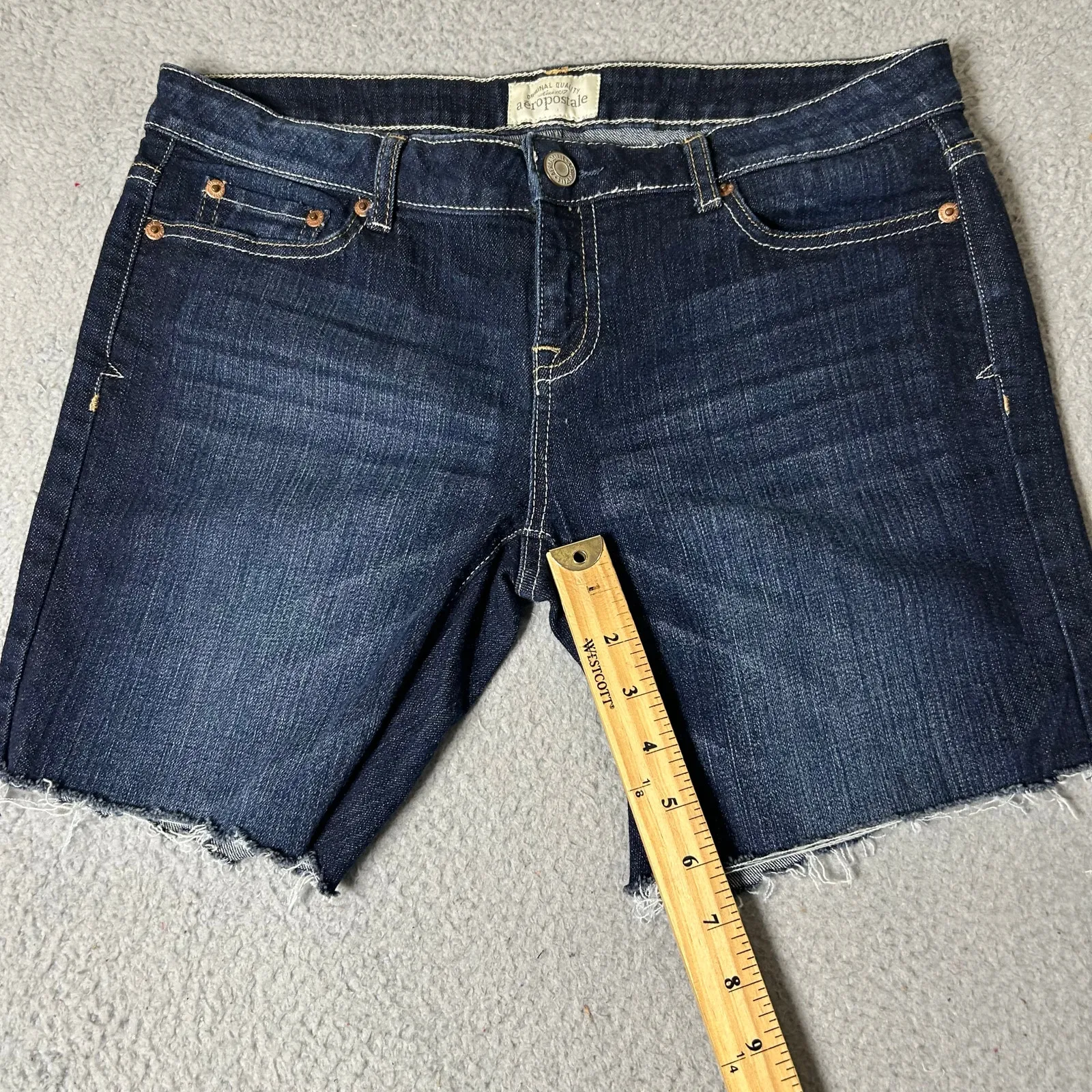 Aeropostale Denim Shorts Womens 9/10 Blue Mid Rise Cutoff‎ Jean Shorts - Image 6