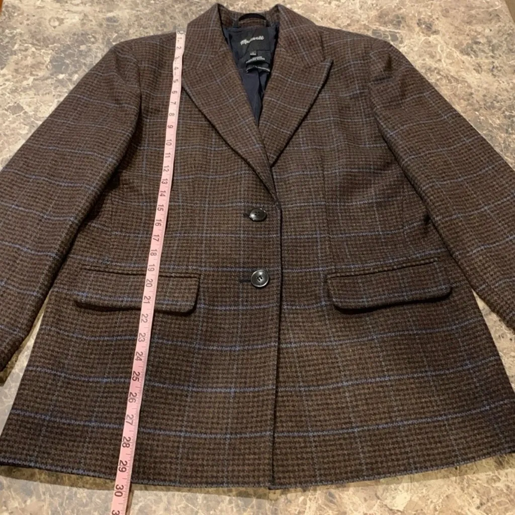 Madewell The Bedford Oversized Belted Blazer Wool Plaid Size 4 - Image 8