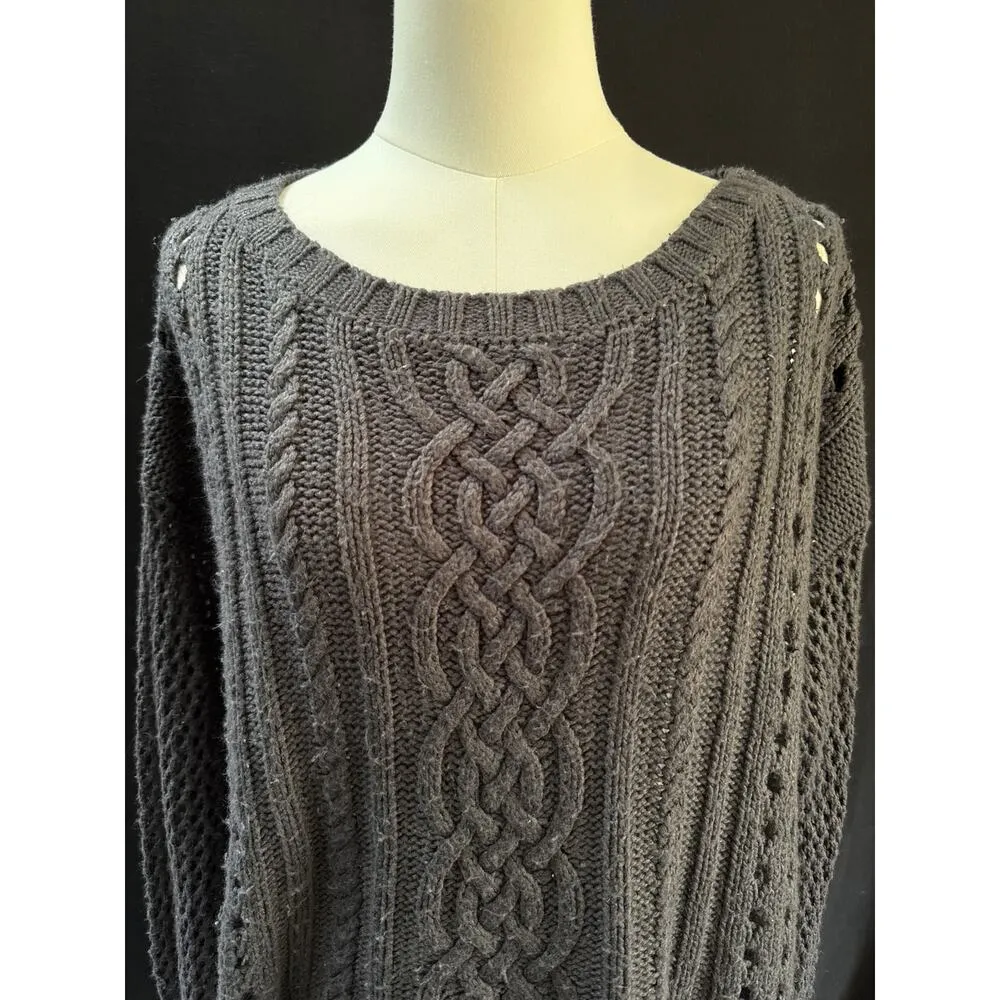 Women’s Trouvé Grey Patterned Cropped Sweater Sz S Gray - Image 2