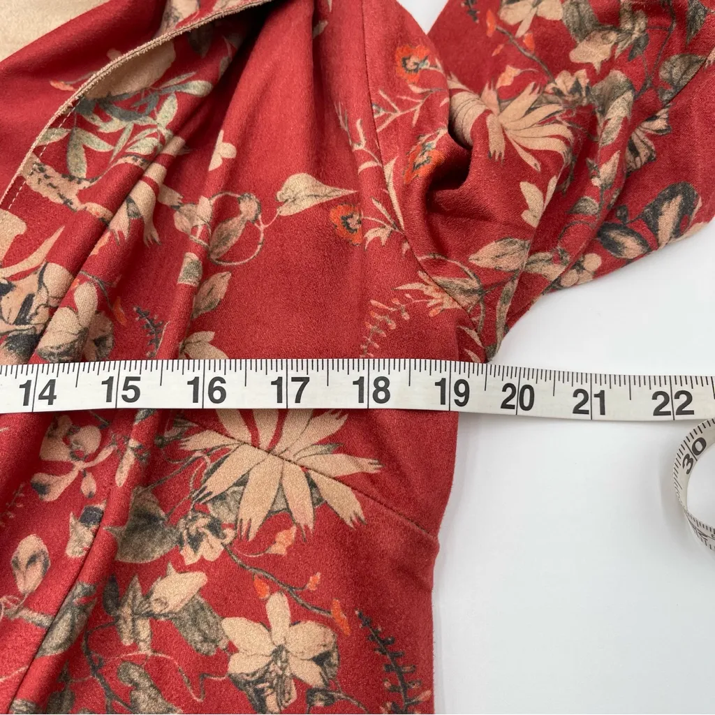 New Soft Surroundings Medium Draped Jacket Cardigan Rustic Botanical Faux Suede - Image 14