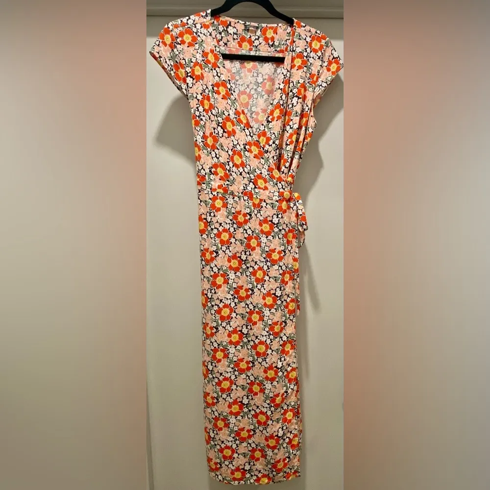 J. Crew Mercantile Multicolor Floral Midi Wrap Dress - S - Image 10
