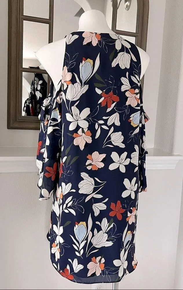 Parker Floral Mini Dress Shift Cold Shoulder Size S NWT $398.00 - Image 5