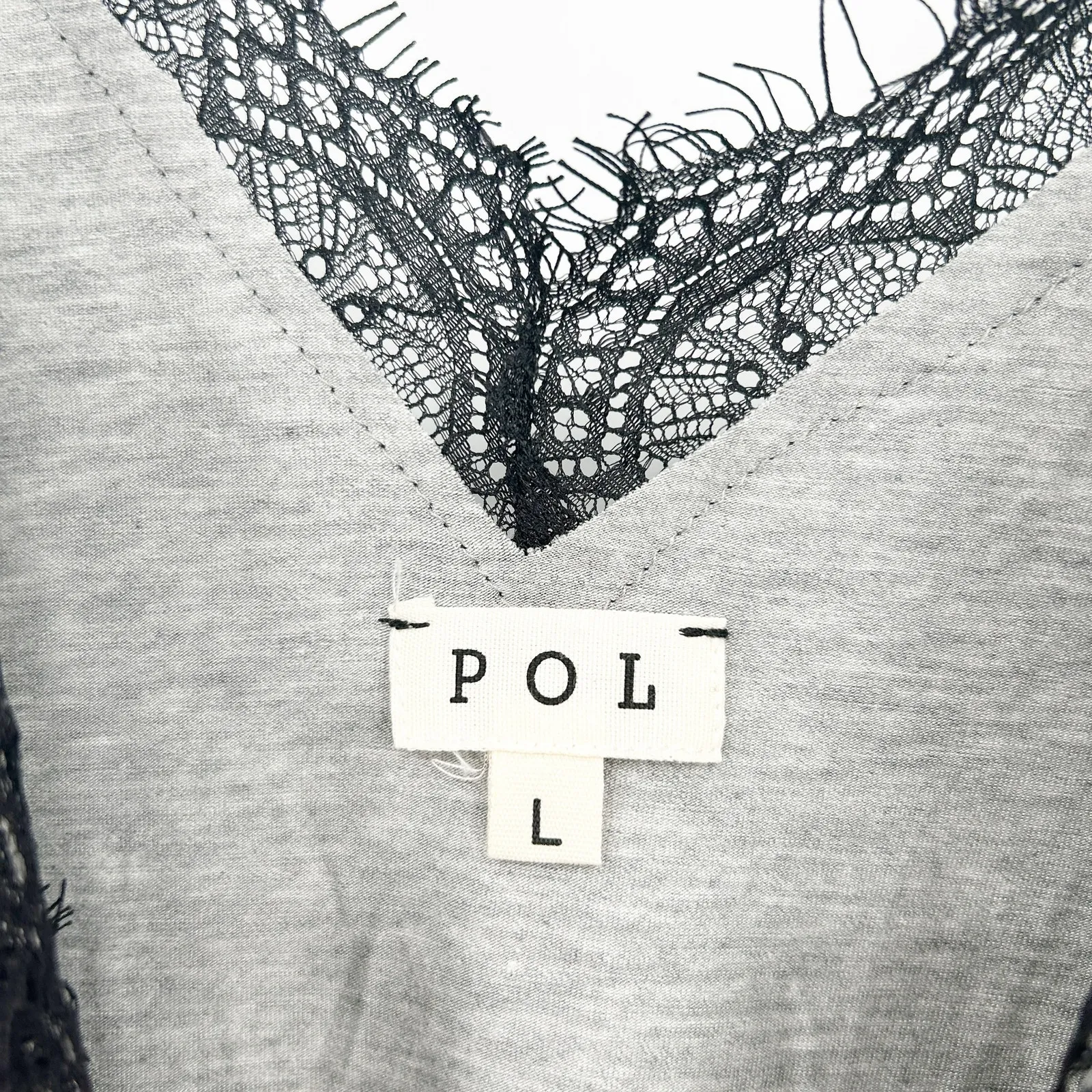POL Womens‎ Coquette Sexy Slouchy Witchy Whimsigoth Lace Cami Top Size L Gray - Image 5