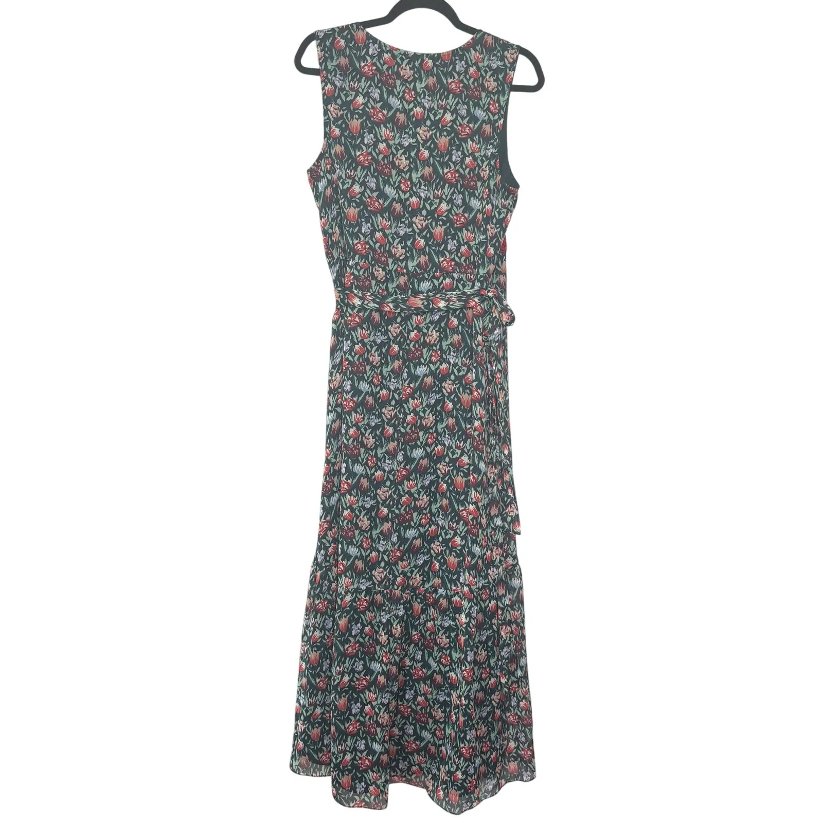 Anthro Ranna Gill Alexandra Floral Sleeveless Embroidered Wrap Maxi Dress Green - Image 8
