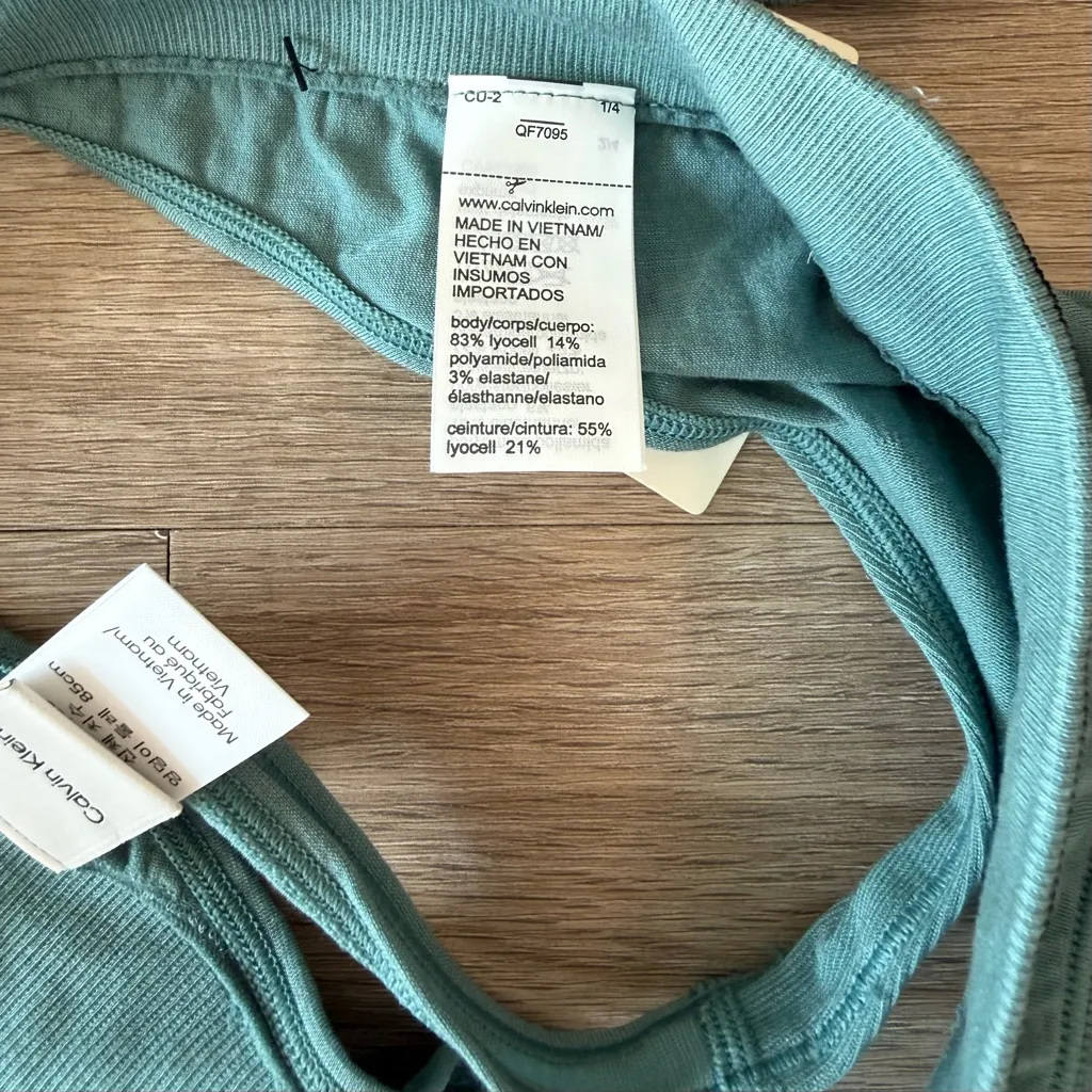 NWT Calvin Klein Modern Seamless Bralette and Thong Set in Slate Turquoise, XS - Image 4