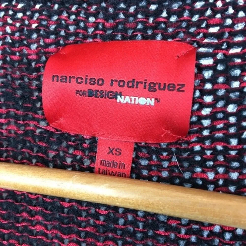 Narciso Rodriguez Design Nation Black & Red Long Sleeve Knit Open Sweater XS - Image 8