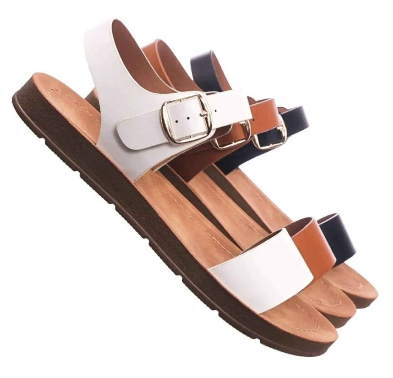 Black Faux Leather Sandal Size 8 - Image 3