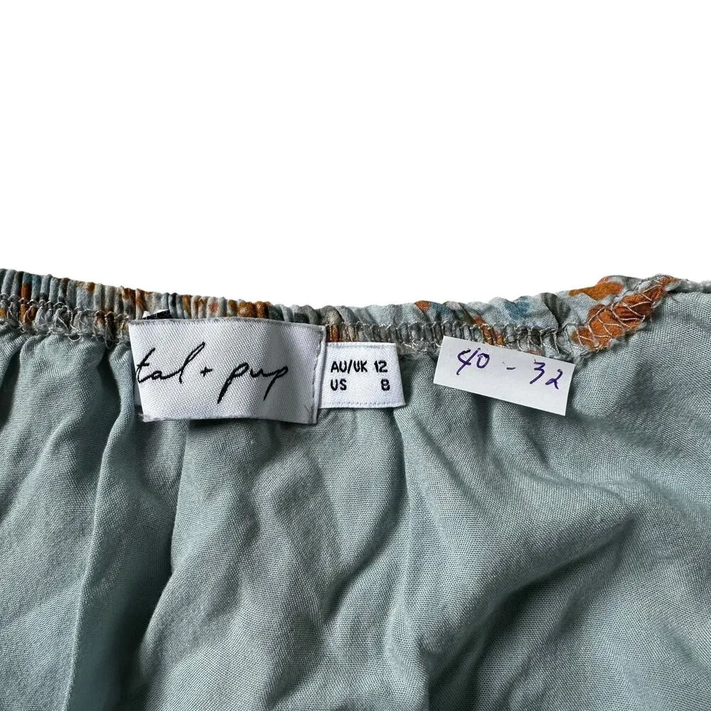 Petal and Pup Blue/Multicolor Floral Lined Side Slit Midi Dress Women 8 | 40 - Image 6