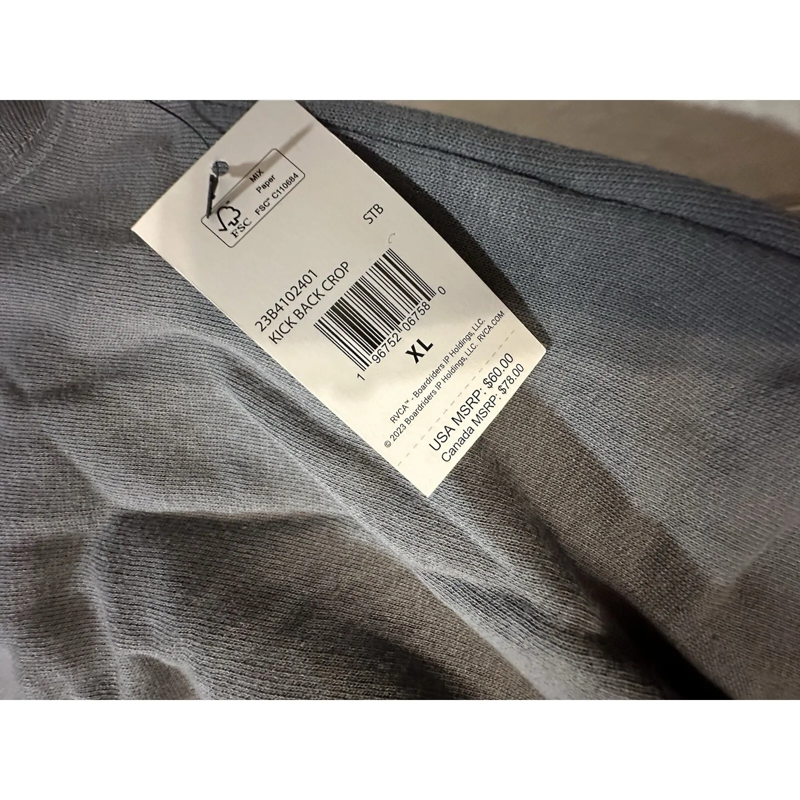 RVCA Gray Floral Graphic Kick Back Crop Hoodie Dolman Sleeve Casual Womens Sz XL - Image 10