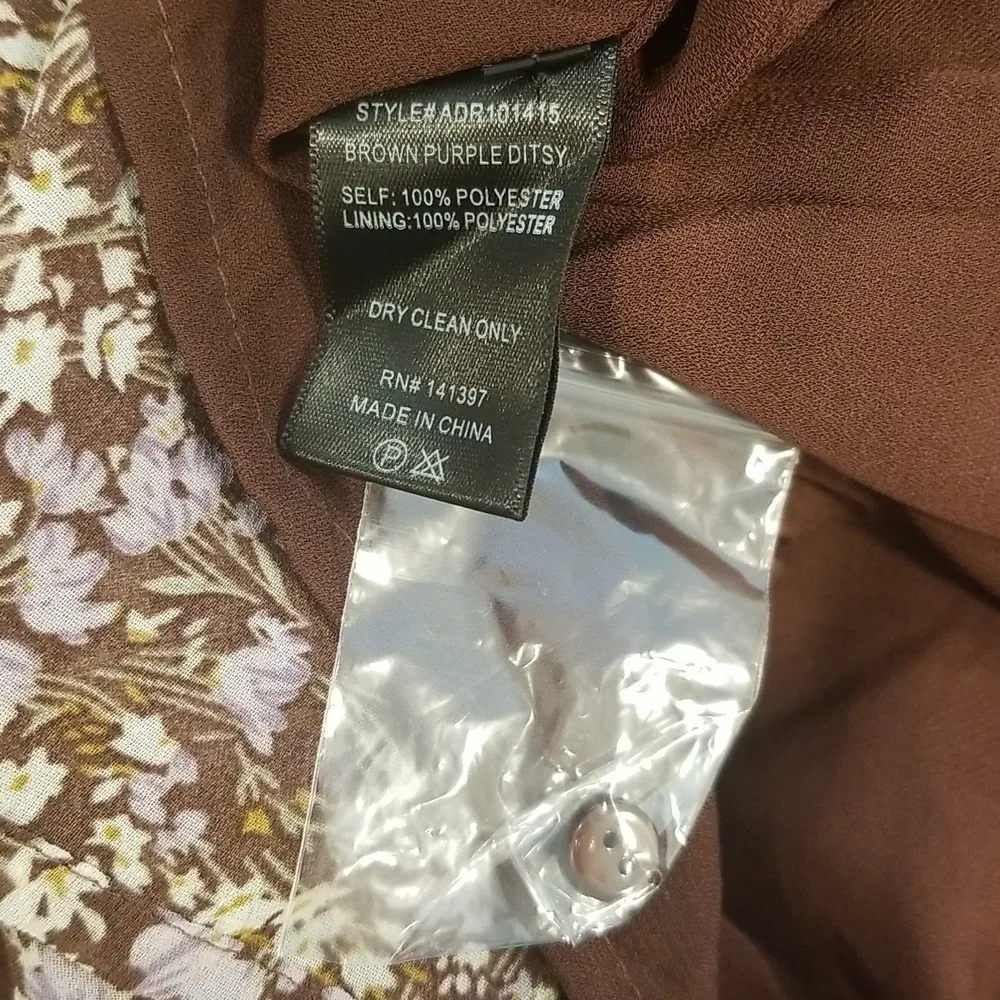 💕ASTR💕 Mock Neck Smocked Waist Maxi Dress ~ Brown & Purple Ditsy Floral M NWT - Image 14