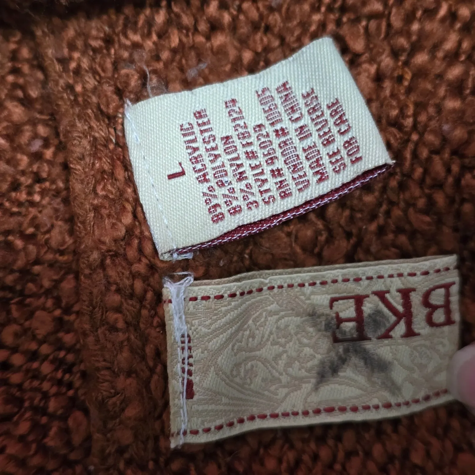 BKE Cowl Neck Knit Sweater Womens Large Brown Textured Long Sleeve Pullover - Image 6