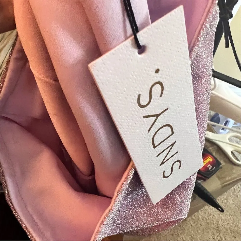 NWT Revolve x SNDYS Women's Pink‎ Shimmer Asymmetric Skirt Size Small Cocktail - Image 7