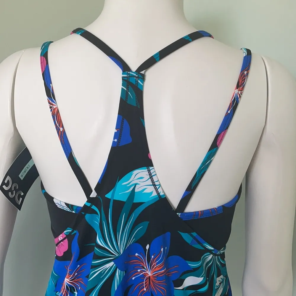 DSG Rosey Tankini Tropical Jogger Top Medium NEW Blue - Image 7