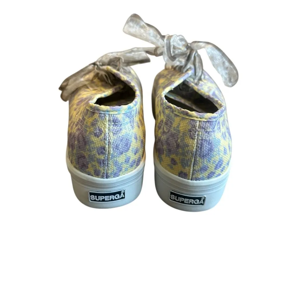 Superga x LoveShackFancy Purple Yellow Floral Sneakers Tennis Shoes Platform 8 - Image 2