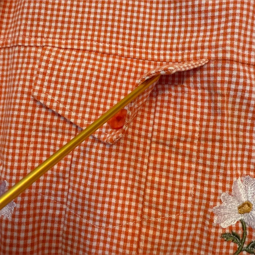 Quacker Factory Womens Stretch Orange Gingham Daisy Jacket Size L NWOT Size L - Image 7