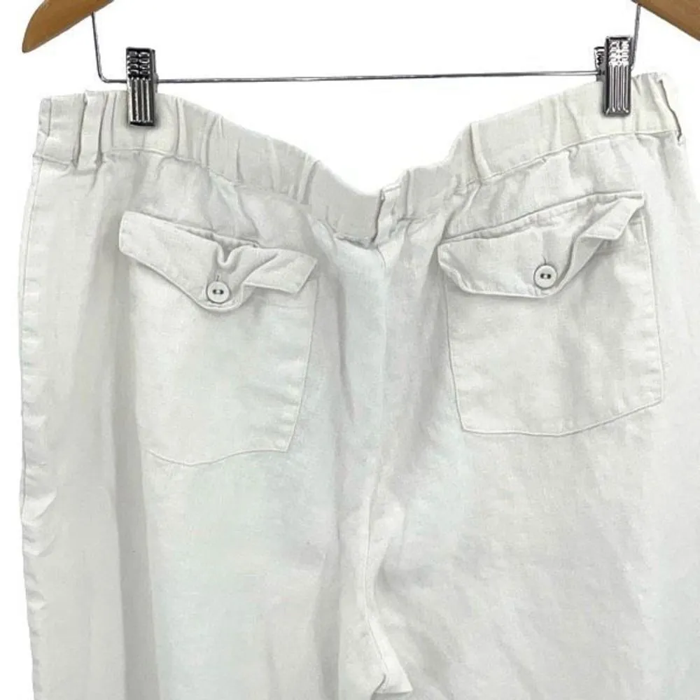 Charter Club Weekend Womens‎ Linen Patch Pocket Casual Cropped Pants White XL - Image 4
