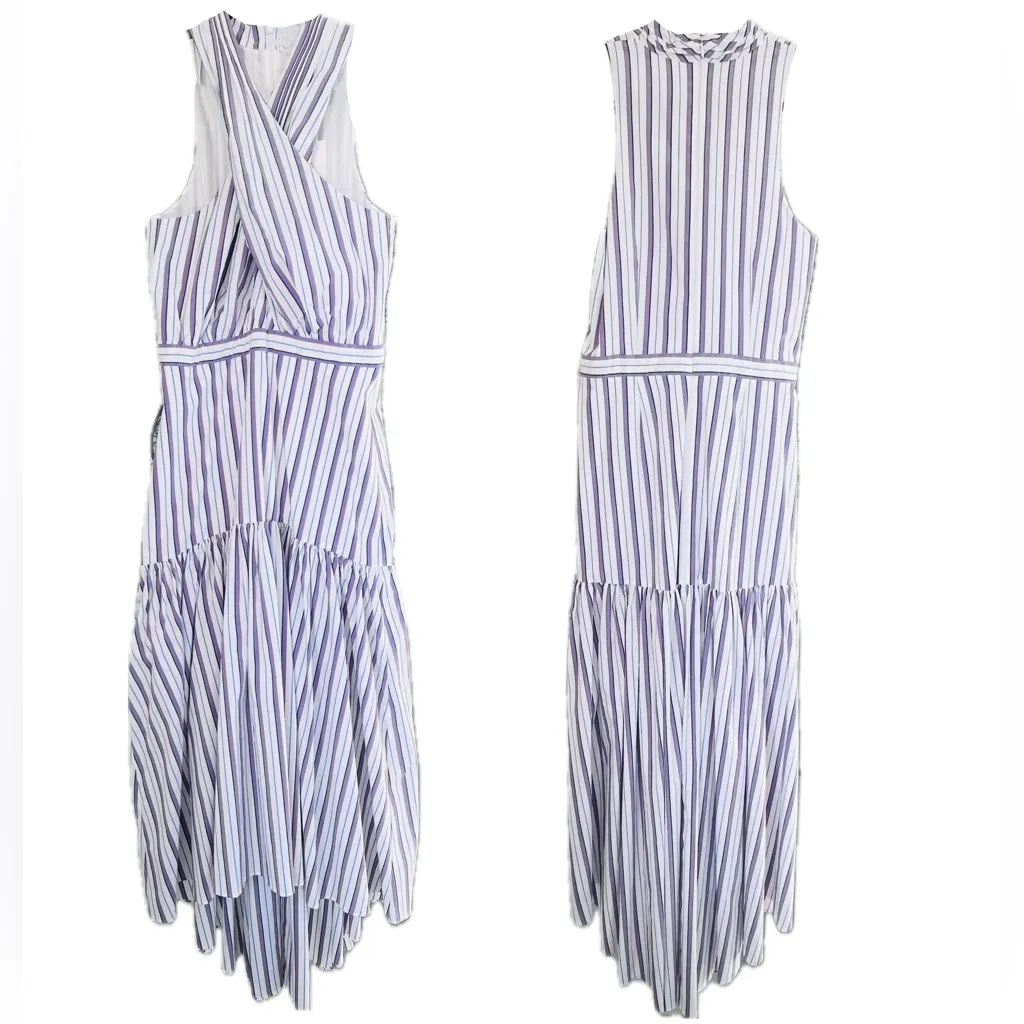 VERONICA BEARD Radley striped poplin midi dress - Image 7