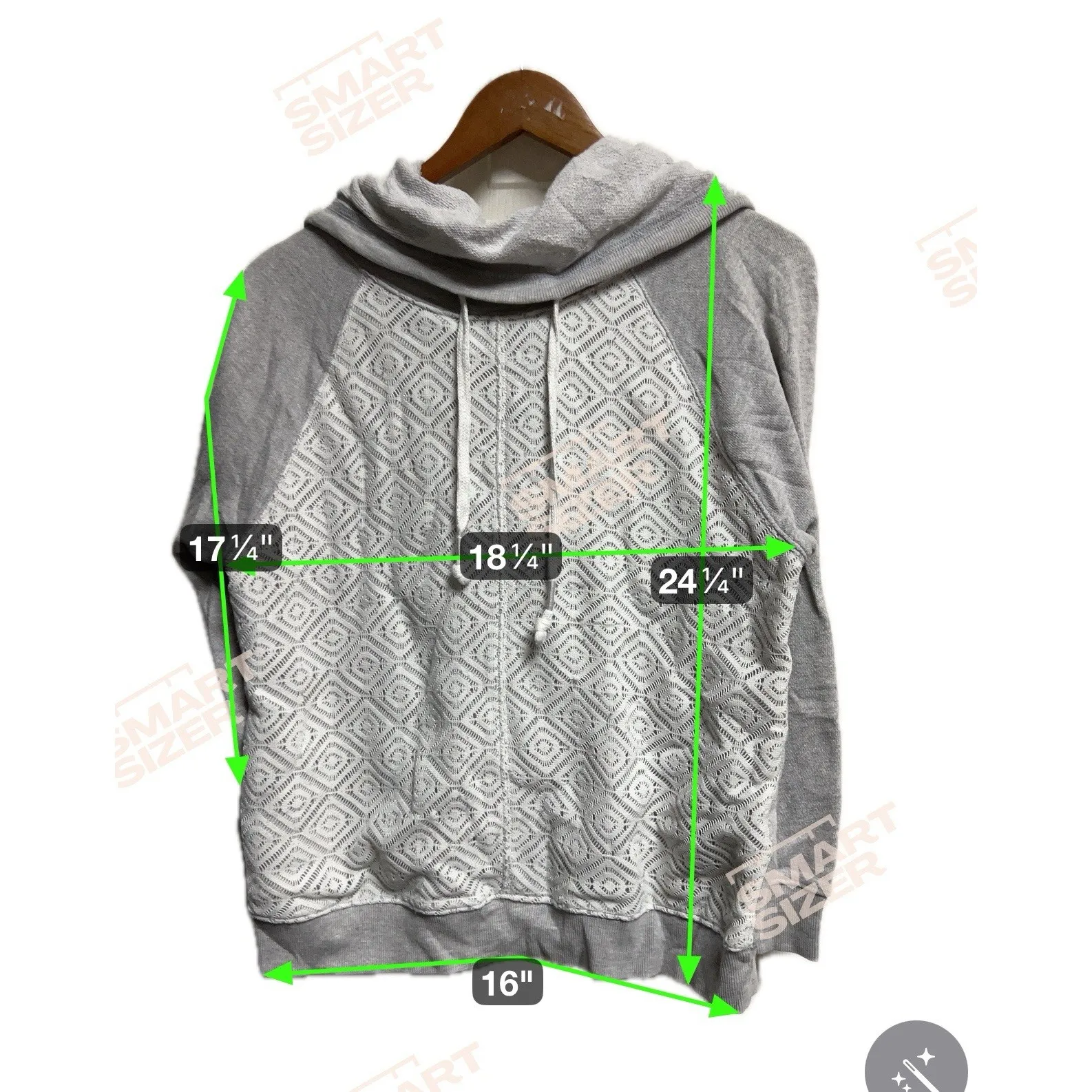 025-006 Miss Chievous Hoodie Womens M Gray‎ Lace Crochet Over Front Casual - Image 6