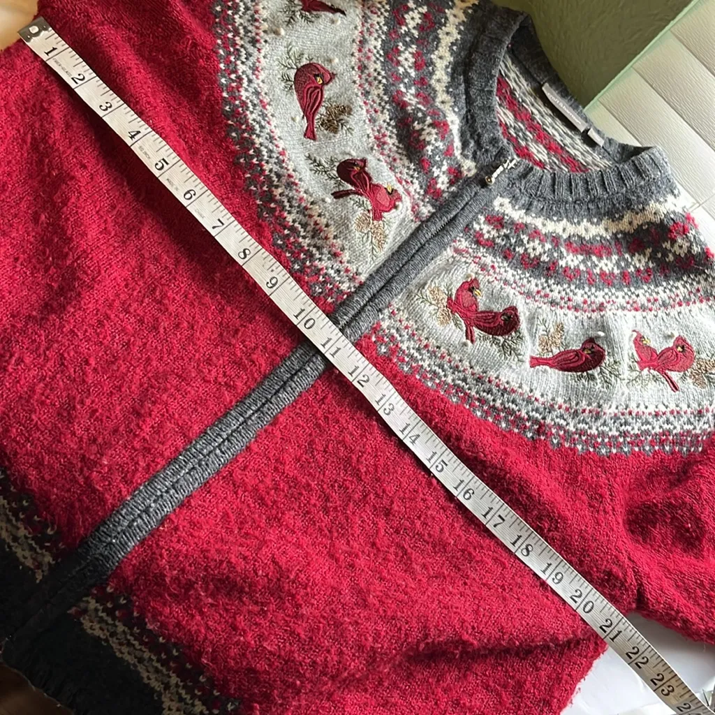 Vintage cardinal embroidered sweater cardigan • grandma’s favorite • 90s 80s Size XL - Image 7