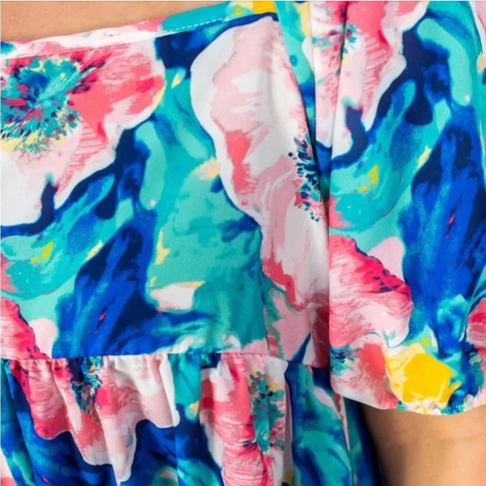 BiBi | Flaunt Boutique blue floral dress Size L - Image 4