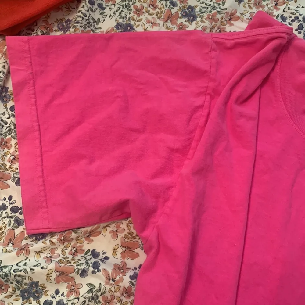 Garment dye pink tee shirt crewneck shirt sleeve basic top Barbie cute - Image 3